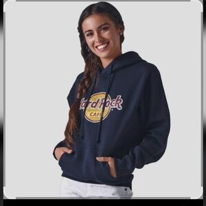 Hard Rock Las Vegas  Hoodie Womens Large Navy Full Zipper  Long Sleeve Hooded